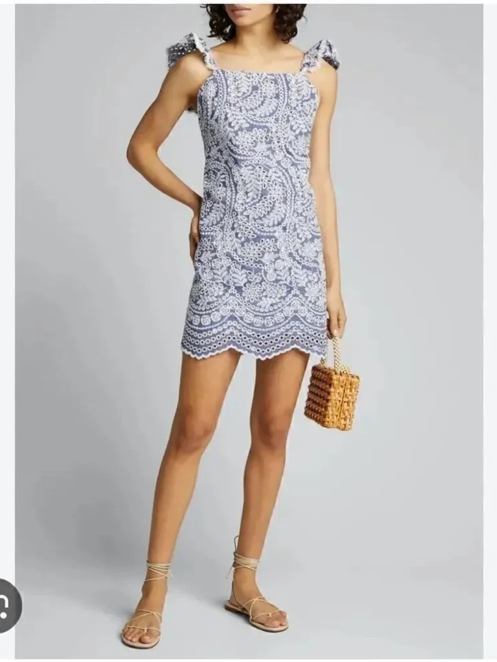 Alice + Olivia Blue and White Mini Dress